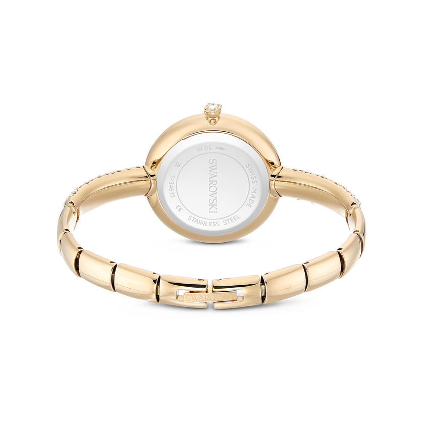 swarovski ساعة sublima bangle، صناعة سويسرية، سوار معدني، لون ذهبي، لمسة نهائية بلون ذهبي شامبين