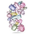 Gema ear cuff, Oversized crystal, Multicolored, Rhodium plated