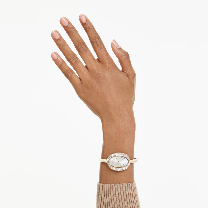 swarovski ساعة imber bangle، صناعة سويسرية، سوار معدني، لون ذهبي، لمسة نهائية بلون ذهبي شامبين