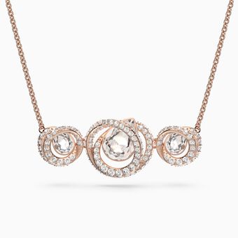 Generation necklace, White, Rose-gold tone plated