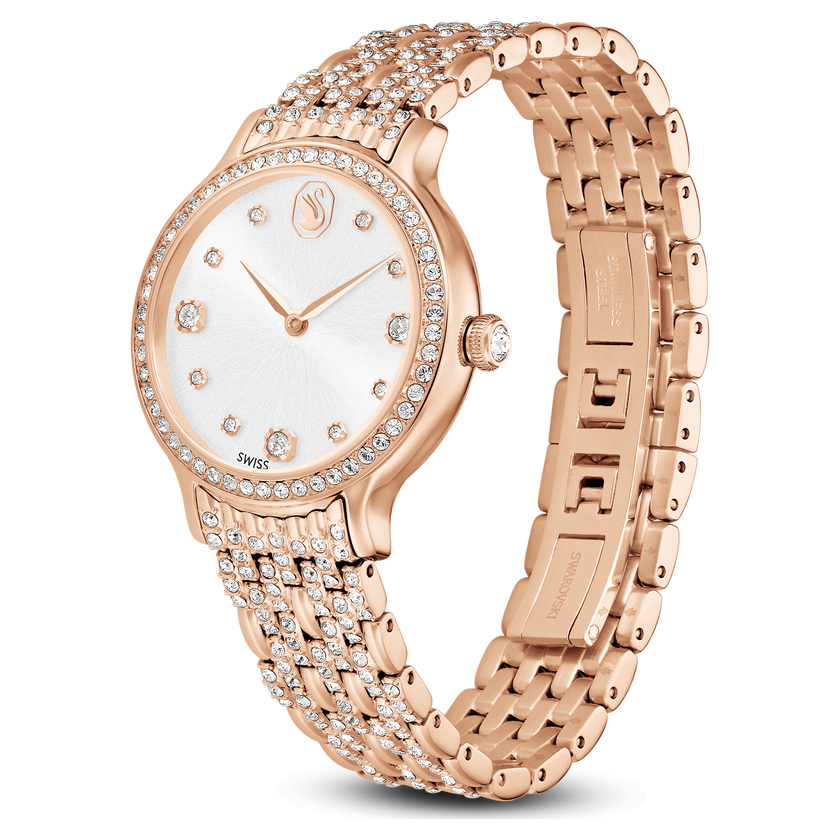 swarovski imber watch  swiss made  metal bracelet  rose gold tone  rose gold tone finish