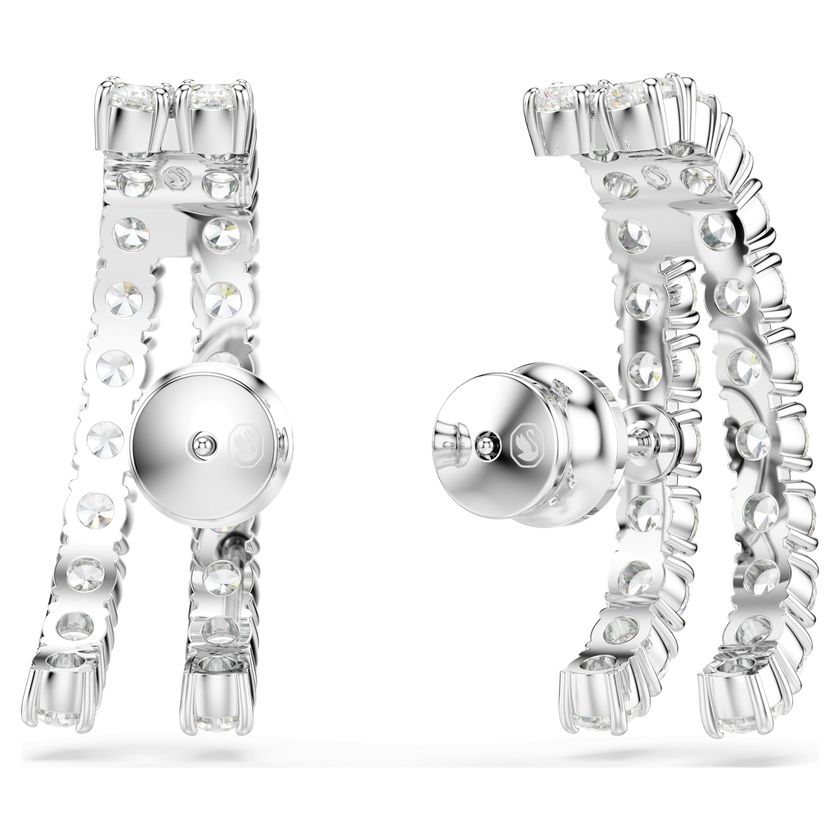 swarovski matrix ear cuffs  round cut  white  rhodium plated