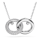 Dextera pendant, Interlocking loop, White, Rhodium plated