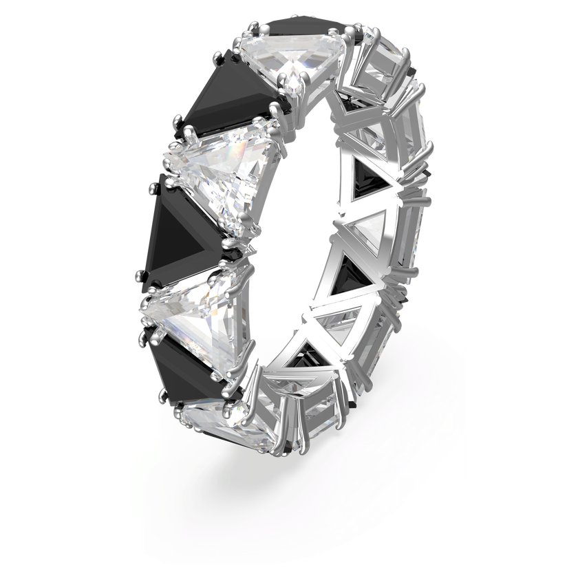 swarovski matrix cocktail ring  triangle cut  black  rhodium plated