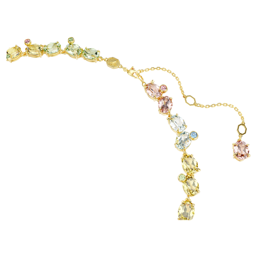 swarovski gema necklace  mixed cuts  multicolored  18k gold finish