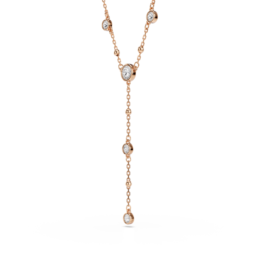 swarovski imber y necklace  round cut  white  18k rose gold finish