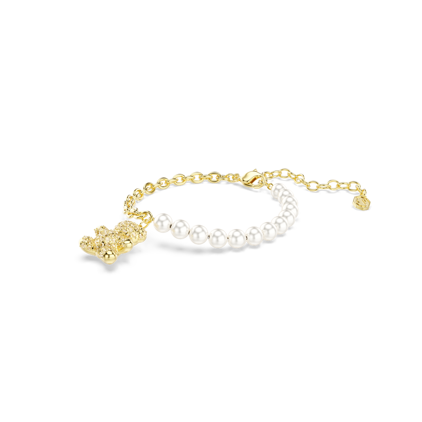 swarovski idyllia bracelet  crystal pearl  round cut  teddy  gold tone  18k gold finish