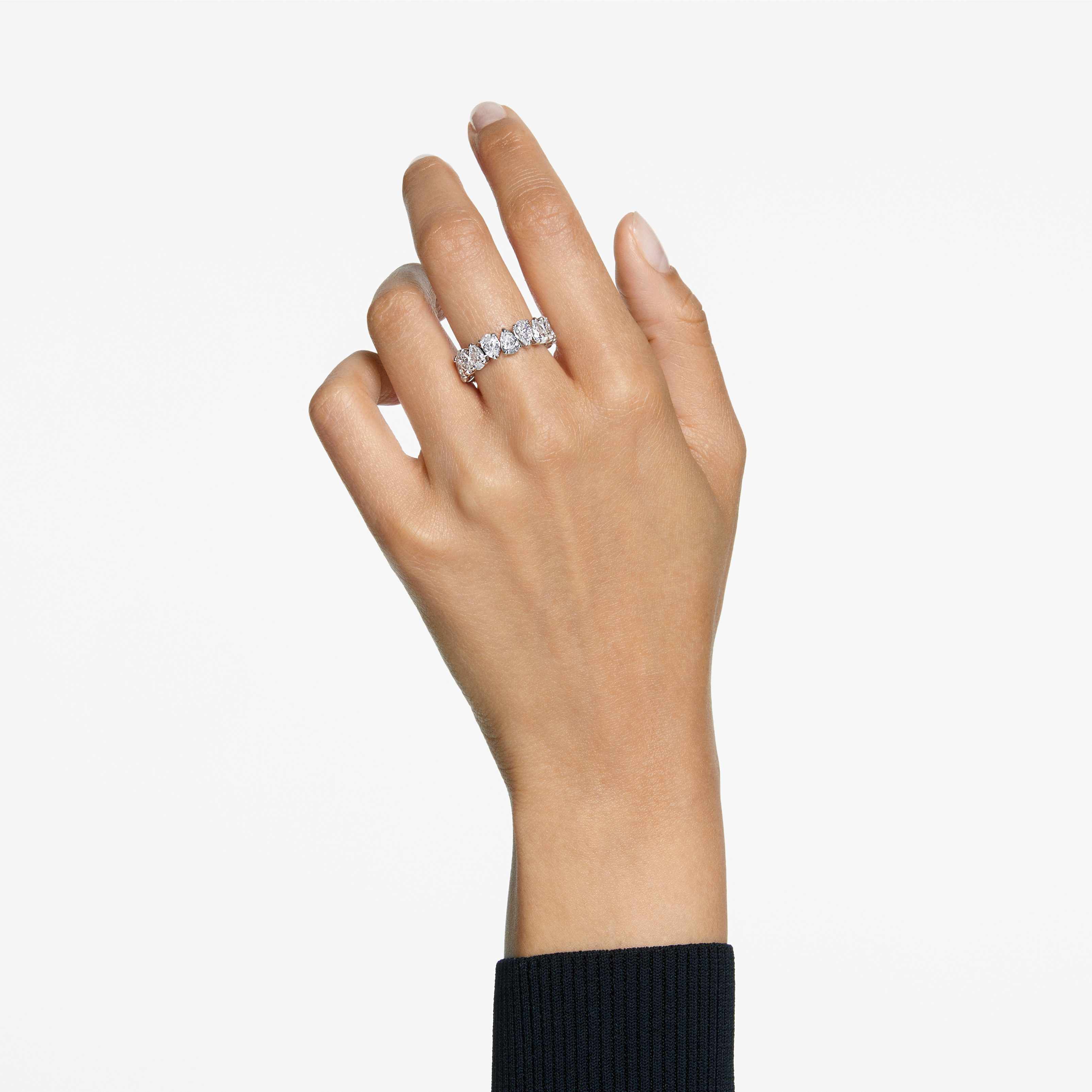 swarovski خاتم matrix vittore، قطع على شكل قطرة، لون أبيض، طلاء روديوم