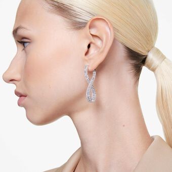 swarovski hyperbola drop earrings  infinity  white  rhodium plated