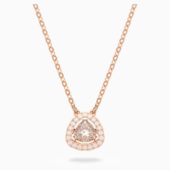 Millenia necklace, White, Rose gold-tone plated