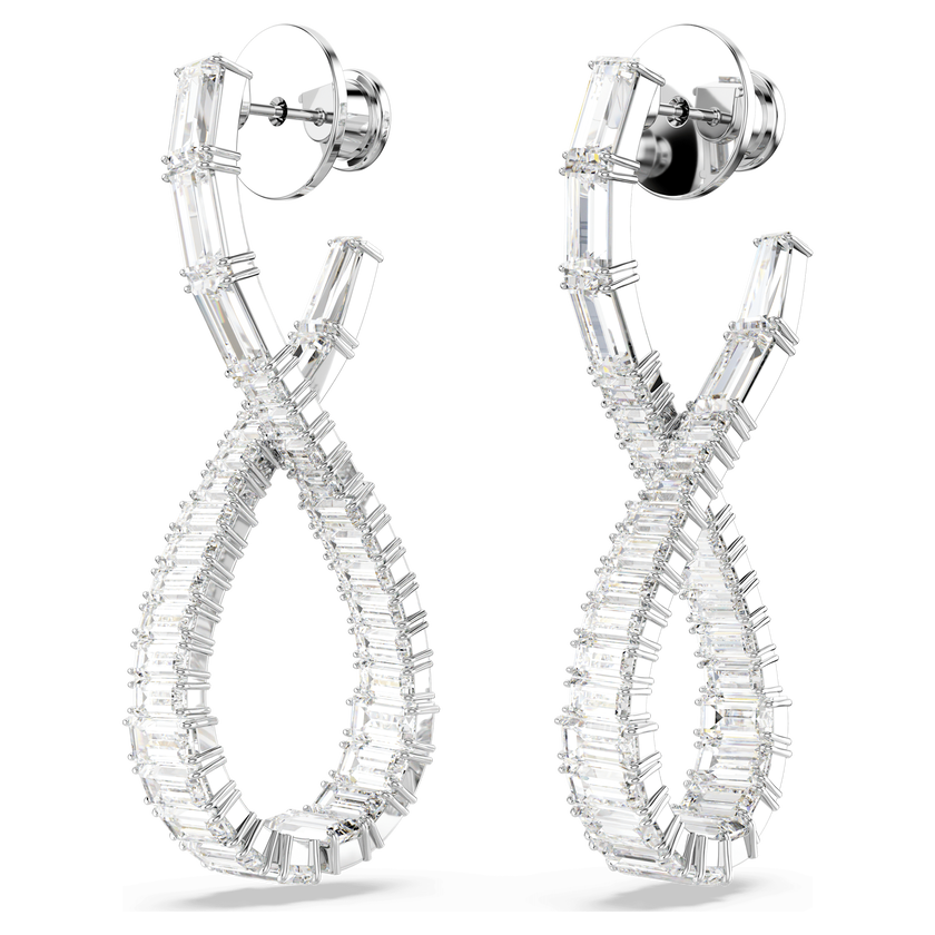 swarovski hyperbola drop earrings  infinity  white  rhodium plated
