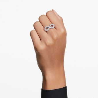 swarovski hyperbola cocktail ring  infinity  white  rhodium plated