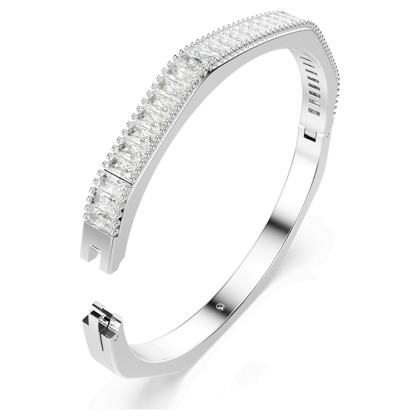 swarovski matrix bangle  baguette cut  white  rhodium plated