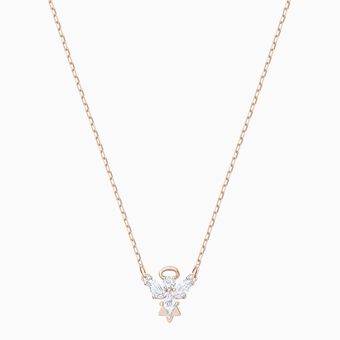 Magic Angel Necklace, White, Rose-gold tone plated