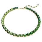 Millenia necklace, Octagon cut, Color gradient, Green, Gold-tone plated