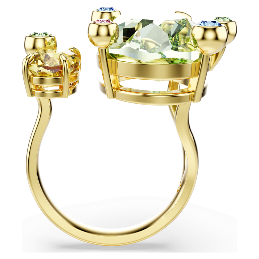swarovski gema open ring  mixed cuts  multicolored  gold tone plated