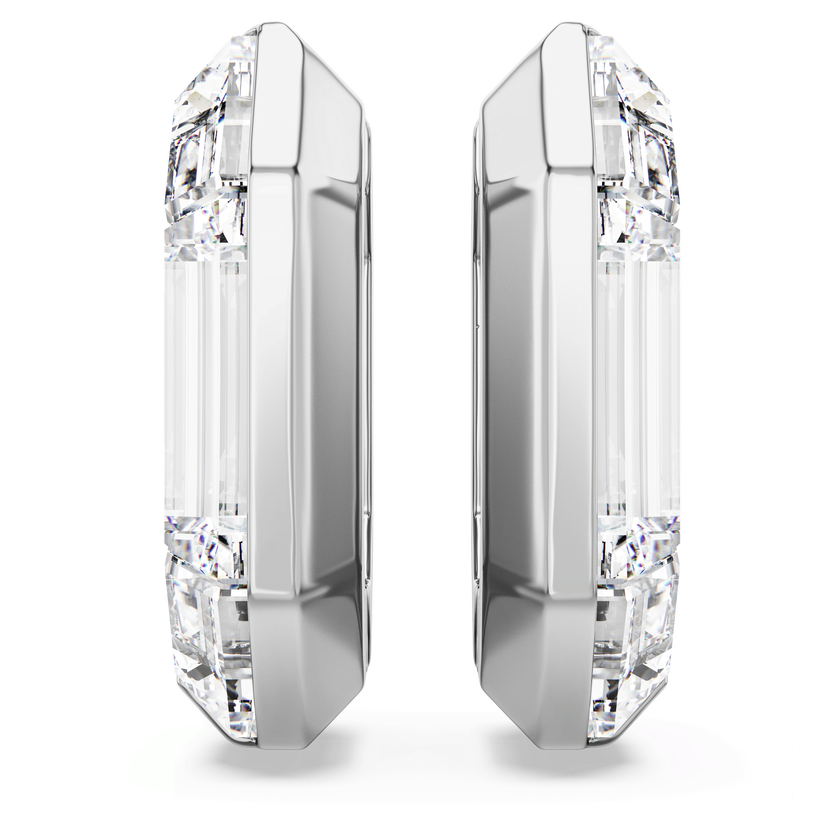 swarovski lucent hoop earrings  octagon shape  small  white