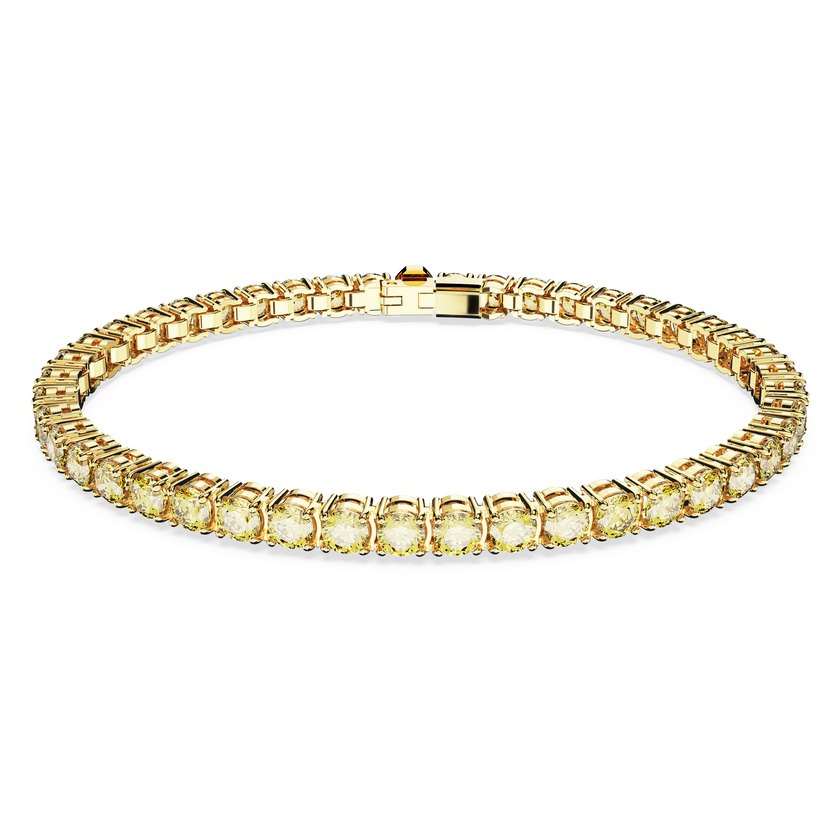 swarovski سوار matrix tennis، قطع مستدير، لون أصفر، طلاء بلون ذهبي