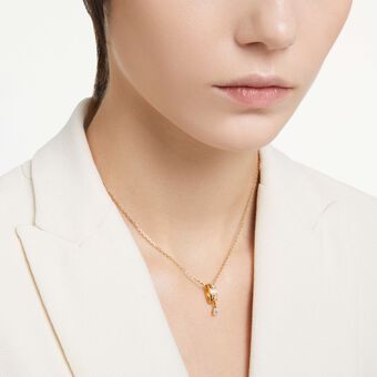 swarovski imber pendant  mixed cuts  white  gold tone plated