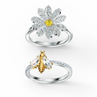 Eternal Flower ring, Set (2), Bee and flower, Yellow, Mixed metal finish