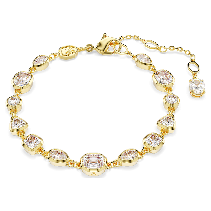 swarovski imber tennis bracelet  mixed cuts  white  gold tone plated