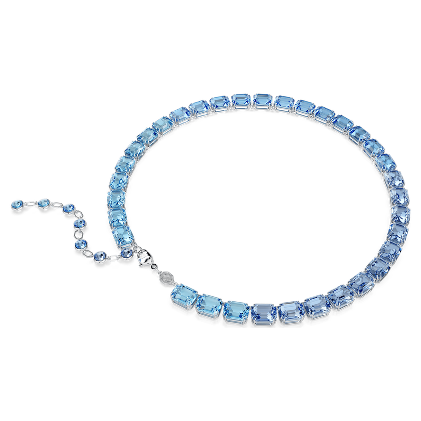 swarovski millenia necklace  octagon cut  color gradient  blue  rhodium plated
