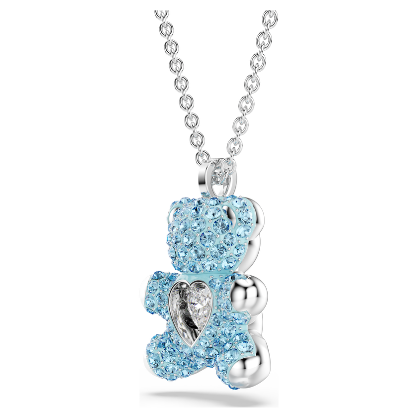swarovski قلادة teddy، شكل دب، لون أزرق، طلاء روديوم