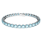 Matrix Tennis bracelet, Round cut, Blue, Rhodium plated