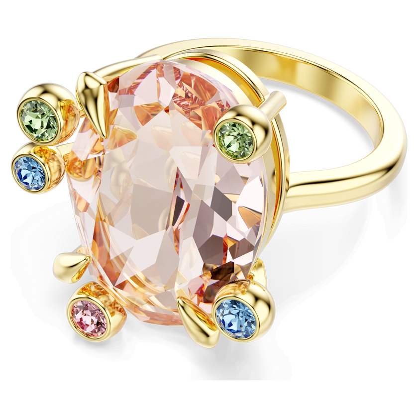 swarovski خاتم gema، طقم مكون من 3 قطع، قطع متنوع، ألوان متعددة، طلاء باللون الذهبي