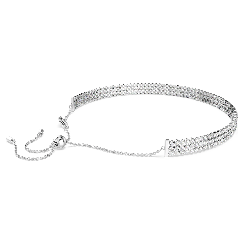 swarovski matrix tennis choker  round cut  white  rhodium plated