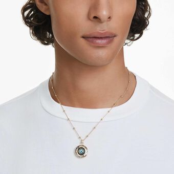 swarovski قلادة symbolica، حلية على شكل عين الحسود، حجم متوسط، ألوان متعددة، طلاء باللون الذهبي