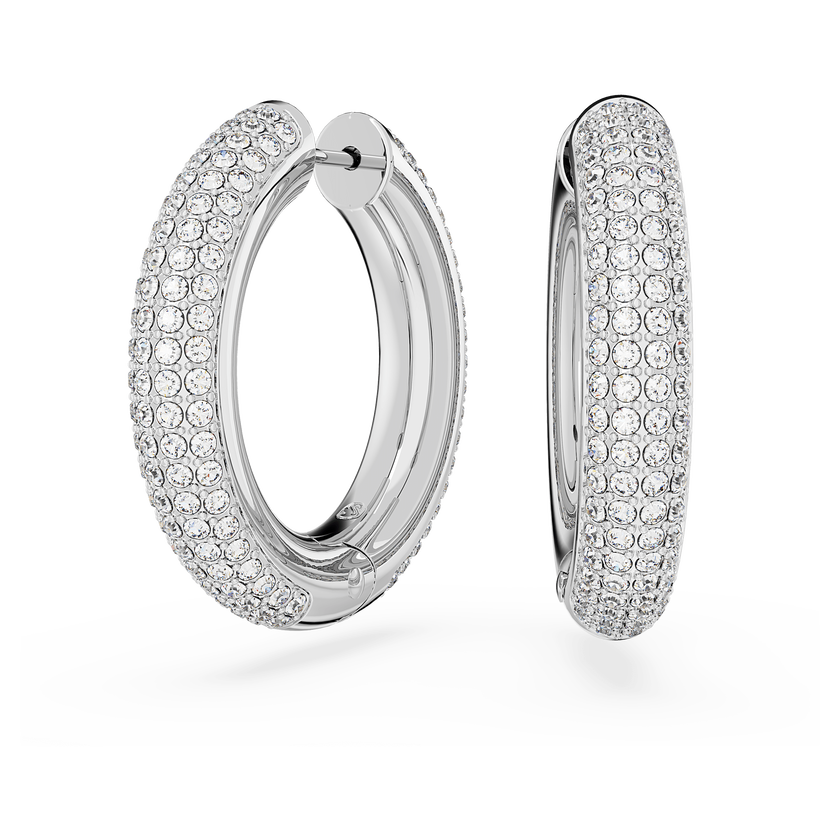 swarovski أقراط dextera حلقية، حجم متوسط، لون أبيض، طلاء روديوم