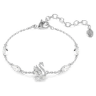 swarovski swan bracelet  mixed cuts  swan  white  rhodium plated