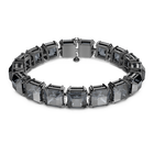Millenia bracelet, Square cut crystals, Gray, Black Ruthenium plated
