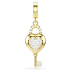 swarovski idyllia charm  mixed cuts  heart with key  white  gold tone plated