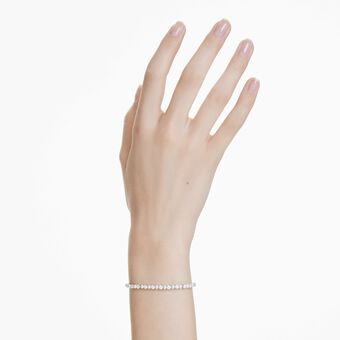 swarovski سوار matrix، لؤلؤ كريستال، قطع مُستدير، لون أبيض، طلاء روديوم