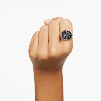 swarovski lucent cocktail ring  gray  rhodium plated