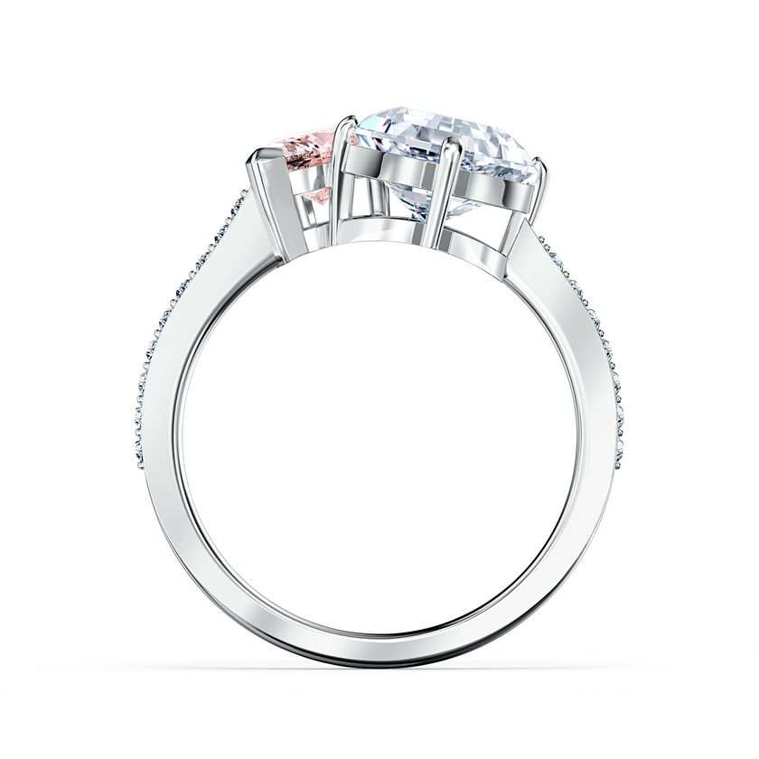 swarovski attract soul ring  pink  rhodium plated