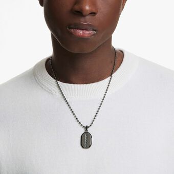 swarovski dextera octagon pendant  octagon shape  round cut  black  ruthenium plated