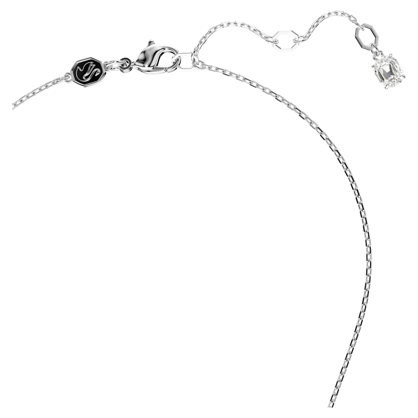 swarovski hyperbola set  crystal pearl  heart  white  rhodium plated