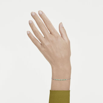 swarovski matrix bracelet  round cut  green  rhodium plated