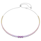 swarovski matrix tennis necklace  gradient of round cuts  multicolored  rhodium plated
