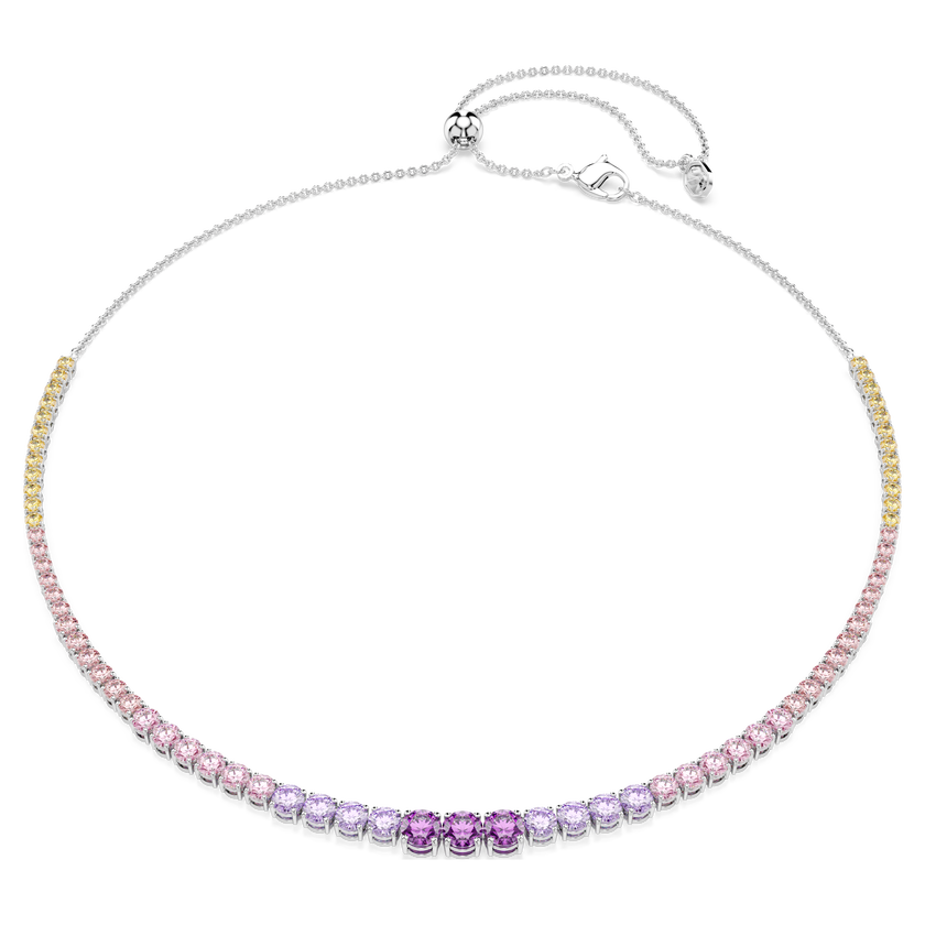 swarovski matrix tennis necklace  gradient of round cuts  multicolored  rhodium plated
