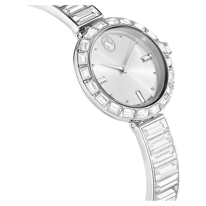 swarovski ساعة matrix bangle، صناعة سويسرية، سوار كريستال، لون أبيض، ستانلس ستيل