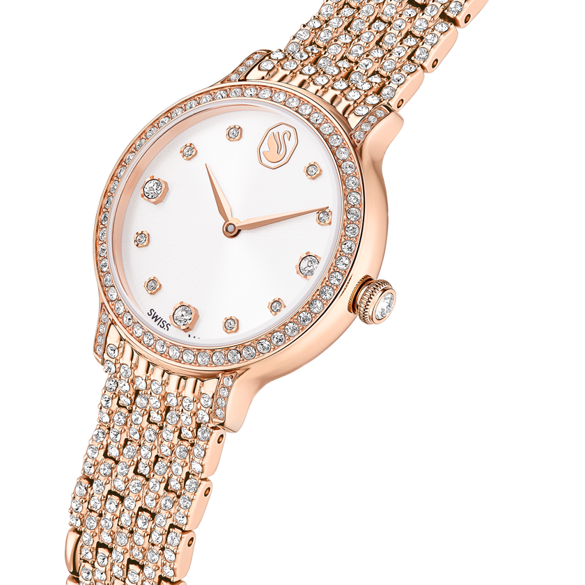 swarovski imber watch  swiss made  metal bracelet  rose gold tone  rose gold tone finish