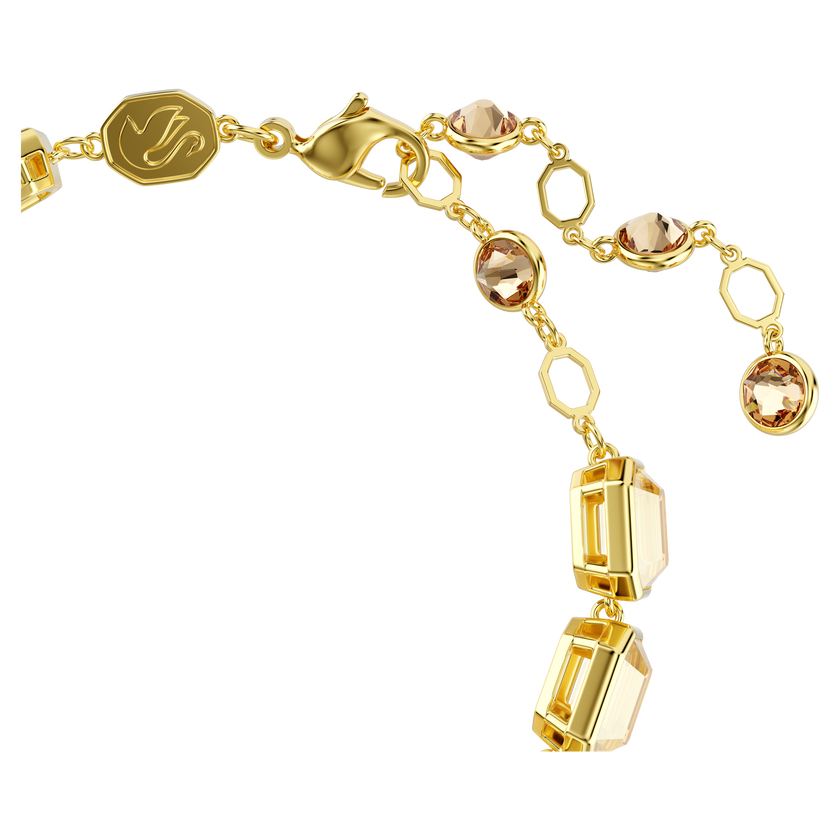 swarovski millenia tennis bracelet  octagon cut  caramel  gold tone plated
